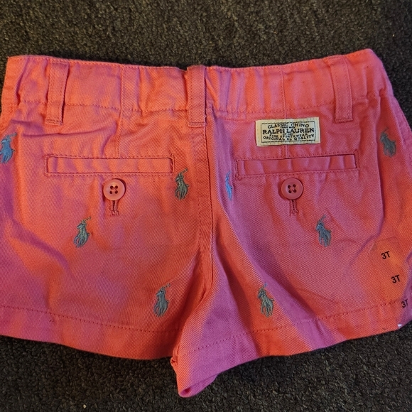 Polo Ralph Lauren Girls Vibrant Pink Shorts with Blue Accents  sz 3T - Picture 4 of 4